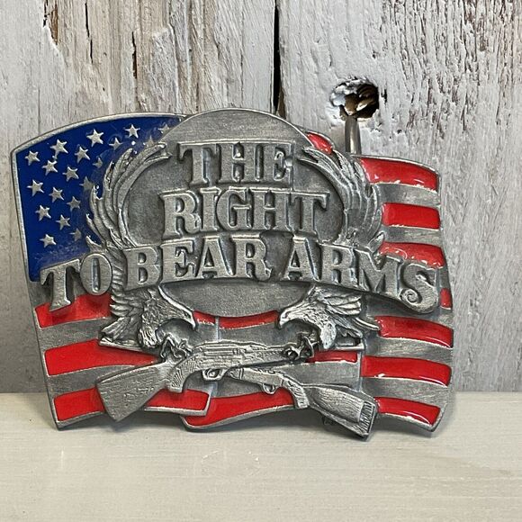 Siskiyou The Right To Bear Arms Belt Buckle Mens 1990 Patriotic Y-89 Pewter - Picture 1 of 6